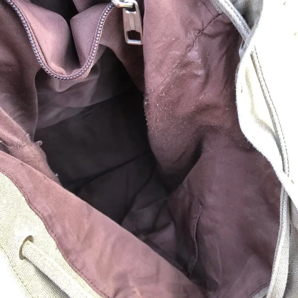 Y2K Vintage Preppy Academia Khaki Brown canvas messenger cargo backpack rucksack